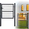 FIVMEN Doppio recinto in sbarre metalliche per giardino, cancello in metallo, recinto in sbarre metalliche 100x100 cm, cancello antracite a doppio battente con serratura, maniglia e chiavi