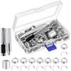 ZKSM 100Pz Occhiello Strumento Kit ZKSM Set di Occhielli Grommet Rondelle con Strumenti di Installazione 10mm Occhiellatrice per Teloni Borse Scarpe Abbigliamento Argento