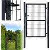 Aufun Porta da giardino, 150 x 100 cm, per recinzione, cortile, porta da giardino, con serratura, pali e materiale di fissaggio, cancello di recinzione, recinzione da giardino, antracite
