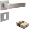 APECS Maniglia per porte interne, moderna, per porta interna, con rosette quadrate, opaca, con materiale di fissaggio, per porta, modello Regulus PZ - Cilindro profilato