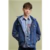 Desigual, Giacca di jeans con cappuccio, Bambini, Cotone, Blu, 11/12