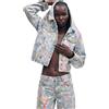 Desigual, giacca in denim stampata, Cotone, Nero, L