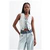 Desigual, gilet di jeans combinato, Donna, Cotone, Blu, L