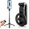 XPJBKC Treppiede Smartphone, 44 cm Mini Magnetico 4-in-1 Cavalletto per Smartphone, Bastone Selfie con Telecomando Wireless & rotazione a 360°, Selfie Stick per Vlog Fotografie, Nero