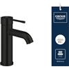 GROHE Essence Miscelatore Lavabo Smooth Body (Taglia S 208mm, Leva Metallica, Cartuccia Ceramica 28 mm, Risparmio Idrico, Attacchi 3/8 Pollici), Nero Opaco, 235902431