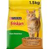 FRISKIES | Gatto indoor | Crocchette complete per gatti adulti al coperto | Pollo e Verdure | Cibo Completo per Gatti Vivi al coperto | Borsa | 1,5 KG