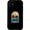 YO! Custodia per iPhone 11 Retro Palme Tramonto Spiaggia Vibe Distressed Horizon