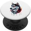 Husky Puppy Lover PS Husky Colorato Splatter Art Acquerello Dipinto PopSockets PopGrip Adesivo