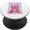 Regal Roar Designs Easy Fuchsia Tiger Queen Crown Grafica Moderna PopSockets PopGrip Adesivo