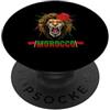 Lion Flag Sport Morocco With Moroccan Li Marocco Lion Flag Sport Marocco Con Cappello Leone Marocchino PopSockets PopGrip Adesivo