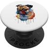 Pug Puppy Lover PS Pug Colorful Splatter Art Acquerello dipinto PopSockets PopGrip Adesivo