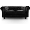 Menzzo Contemporain - Divano a 2 posti in legno e velluto, 80 x 157 x 72 cm, Legno, nero, L157 x P80 x H72 cm