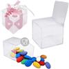 Decoraparty 12 Scatoline Trasparenti con Coperchio Porta Confetti 6 x 6 x 6 cm - Cubo in Plastica Plexiglass Scatole per Bomboniera, Comunione, Cresima, Matrimonio, Battesimo (Set da 12)