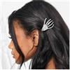 Cybche Gothic Scheletro Mano Fermacapelli Argento Teschio Forcina Strass Scheletro Mano Capelli Clip Teschio Mano Capelli Barretta Fantasma Mano Spille Clip Barretta Halloween Lato Clip Barretta