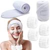 BTIYMU 6 Pezzi Fascia Capelli Skincare Donna Polsini Skin Care, Regolabile Fascetta Cerchietto Skincare Doccia Lavaggio Lavare il Viso Spa Kit, Set Fasce da Polso Fascia Trucco a Strappo Bianco