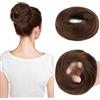 MY-LADY Topper Con Elastico Chignon Topper Marrone Cioccolato Elastico Con Capelli Liscio Capelli Umani Veri Acconciature Raccolte per Donne (#04,30g)