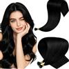 Hetto Extension Capelli Veri Nano Ring Nero - Remy Capelli Umani Estensioni, Invisibile Adesive, Look Naturale per Uso Quotidiano 50g 50ciocche 40cm