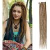 Generic 20 Dreadlocks Estensioni Single Ended 15 Strands/Pack Oro Marrone Morbido Sintetico Faux Dreads Reggae Crochet intrecciato Dread Estensioni 27#