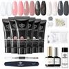 Modelones Polygel, Acrigel per Unghie Kit, Ricostruzione Gel Unghie Kit 6 Colori 15ml Extension Gel Poly Gel Kits, Base e Top Coat, Clip Unghie, Soluzione Slip, Lima e Penna per Unghies