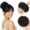 MY-LADY Chignon Finto per Capelli Veri- Cerchio Elastico Dritto Nero Naturale - Facile Updo Naturale per Donne Ragazze Per Eventi e Spettacoli 45g Riccio