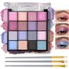 Prreal 16 palette di ombretti colorati, ombretto blu opaco glitter, Highly pigmented Eye Shadow Powder with Brushes for Pary Concert Festival Eye Makeup, Blue Purple