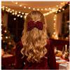 Cybche Francese Grande Fiocco Capelli Clip Rosso Velluto Fiocco Capelli Barrette Raso Fiocco Nodo Fermagli Capelli Grande Velluto Capelli Fiocco Decorativo Capelli Accessori Gioielli(red2)