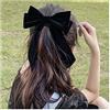 Cybche Nero Velluto Fiocco Capelli Barrettes Nero Raso Lunga Coda Fiocco Capelli Clip Velluto Raso Fiocco Capelli Clip Nastro Francese Bowknot Capelli Clip Grande Fiocco Capelli Accessori Per Le Donne