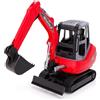 Toyland® Escavatore giocattolo rosso da 30 cm (12) - Braccio mobile, benna e cabina - Cingoli funzionanti - Scala 1:16 - Giocattoli da costruzione