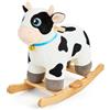FUNLIO Cavallo a dondolo Mucca per bambini 1-3 anni, morbido e adorabile con testa soffice, occhi luminosi e campanello sonoro, cavallo a dondolo in peluche, facile da montare, certificato CPC