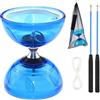 WDKXCN Diabolo con Cuscinetti a Sfera, Giocoliere Set con Luce a LED e Aste, Giocoliere in Gomma Morbida Trasparente con Corda di Ricambio e Tasca a Rete, Sport Ricreativi per Principianti, Blu