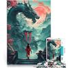 LKASGCBY Puzzle da 1000 pezzi per adulti Geisha drago giapponese Difficile da completare ma divertente e umoristico Decorazione della casa 75x50cm