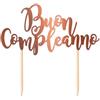 PARTYLANDIA Cake Topper, Decorazione Torta, Picks, Festa di Compleanno, Celebrazione, Festino (Buon Compleanno ROSA GOLD)