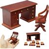 Suxdlan Tavolo e Sedia per casa delle Bambole Set di mobili per casa delle Bambole in Legno in Scala 1/12 con scrivania e Sedia Miniatura Mini mobili retrò per l'arredamento della Scena di Studio
