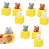 JINJUMEI 9 Pezzi Coppa del Topo al Formaggio Spremere Giocattoli, Formaggio Topi Tazze Animali Schiacciati Topi, Giocattolo Sensoriale Antistress per Bambini Adulti