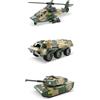 Elyebxj Modelli di Veicoli Militari in Lega di Veicoli pressofusi da 3 Pezzi, Giocattoli per Auto con Set da Gioco per elicotteri da Attacco con Carri Armati per Bambini Piccoli