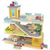 BAYAGU Garage in Legno per Bambini con Ascensore Manuale, Parcheggio Giocattolo a 3 Piani con Pista Auto, Rampe, Eliporto e Macchinine, Set Giochi Creativi per Cameretta, Idea Regalo.