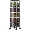 Wintem Carrello Portatutto da Cucina con Ruote 32x32x90cm Nero - Fatto in Metallo è Resistente e Robusto - E' Richiudibile Quando non è in Uso - Dotato di 5 Cestelli da 32x32x14cm ciascuno