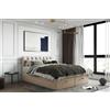 TRADA Letto Contenitore Matrimoniale con Contenitori e Materasso - Letto GUSTO con Topper In Memory Visco - Beige - 160 x 200 cm