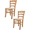 t m c s Tommychairs - Set 2 sedie modello Cuore per cucina bar e sala da pranzo, robusta struttura in Legno di faggio color miele e seduta rivestita in tessuto colore avorio