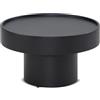 FineBuy Tavolino da Salotto Rotondo 60x60x36 cm Metallo Nero, Forma a Fungo | tavolino da soggiorno in alluminio in essenziale design, tavolino da divano fatto a mano, tavolino lounge