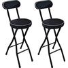 ZJ HOME Sgabelli Alti da Bar Pieghevoli con Schienale (Bianco/Nero), 22/24/26 Sgabelli Alti da Cucina Seduta, Sedie da Bar per Esterno con Morbido Cuscino, Poggiapiedi (Color : Black2Pcs, Size : Sittin