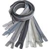Aerzetix - Set di 7 Cerniere Lampo a Spirale N°5 70cm separabili con cursore - in Metallo Nylon Poliestere - tonalità Grigio - per Cucito Artigianato creazioni Tessili