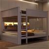 Huayz Letto a castello e letto a soppalco 160x200 cm, con armadietti di stoccaggio e luce LED, letto multifunzionale, costruzione stabile, ringhiera di sicurezza e spazio di archiviazione pratico, in