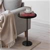 Smusei Piccolo Tavolo da Caffè Nero Tondo con Base in Marmo - Tavolino per Soggiorno, Camera da Letto, Piccoli Spazi - 32CM, Nero