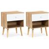 IDMarket - Set di 2 comodini scandinavi a 1 cassetto Emmie in faggio e Bianco