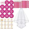 TZEKING Spilla Addio al Nubilato,37 Pezzi Addio al Nubilato Decorazione,1pc Bride to be +11pc Team Bride Spille,Cerchietto Tiara e Velo Matrimonio,Spilla, Tatuaggi,Spille Team Bride Accessori Addio