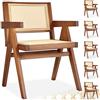 tectake® Set da 6 Sedia da pranzo con braccioli, Sedie Cucina Stile Boho, Poltroncina schienale largo, rattan ad intreccio viennese, struttura in legno massiccio, vernice protettiva - Rovere Scuro