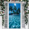 Hiseng Decorazione 3D per Porta, Copertura con Stampe di Mare Copriporta Addobbi Porta d'Ingresso, Door Cover Sfondo Banner Casa (Acqua di Mare,90x210cm)