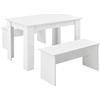 [en.casa] Set per Sala da Pranzo Tavolo Rettangolare 110 x 70 cm e 2 Panche per 4 Persone Set Minimalista per Cucina Bar - Bianco