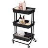 Compactor Carrello con Ruote Portatutto a 3 Ripiani - Carrello Cucina e Porta Attrezzi in Metallo e Plastica Nero - Organizer Salvaspazio per Casa e Ufficio
